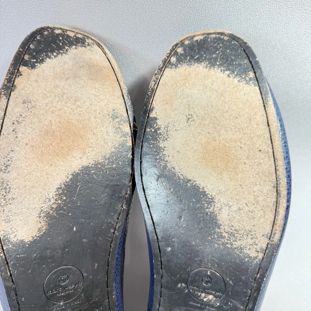 MARC JOSEPH NEW YORK Windsor Place Blue Pebbled Leather Penny Loafers